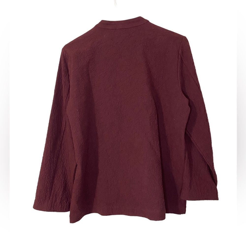 Eileen Fisher Rippled Organic Double Weave Cotton Jacket in Deep Clarete - Picture 3 of 6